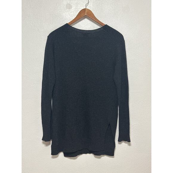 Theory Lightweight Soft Wool Tunic V-Neck Sweater M Black Designer Quite Luxury - Picture 6 of 13